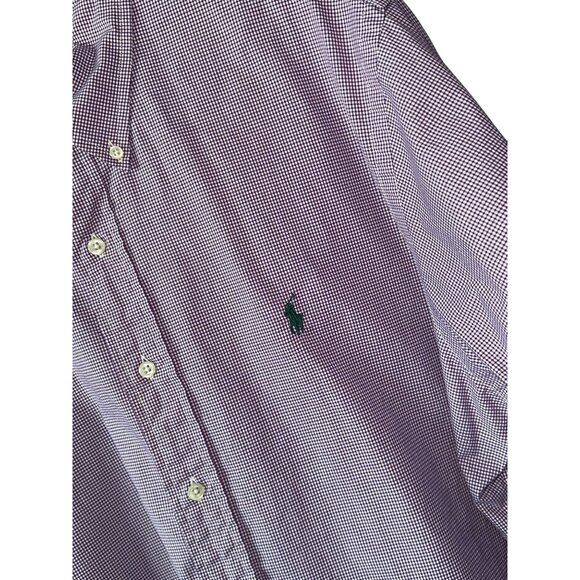 Ralph Lauren Classic Fit Purple Gingham Button-Down Shirt Long Sleeve 16 1/2 XXL - Picture 2 of 5